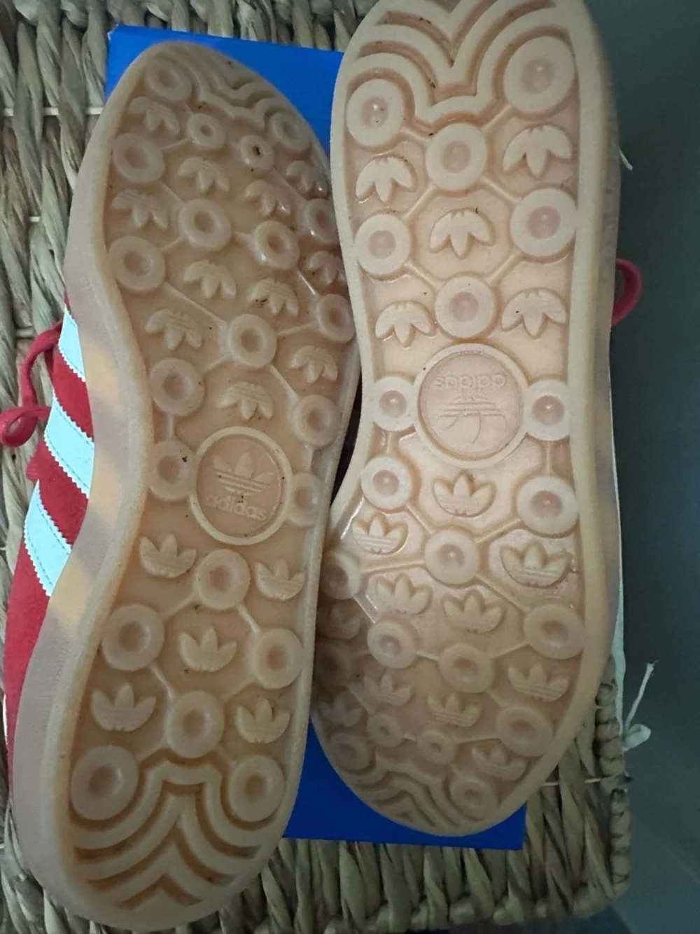 adidas Red Gazelle Indoor Suede Sneakers with White Heel Tab - Picture 6 of 6